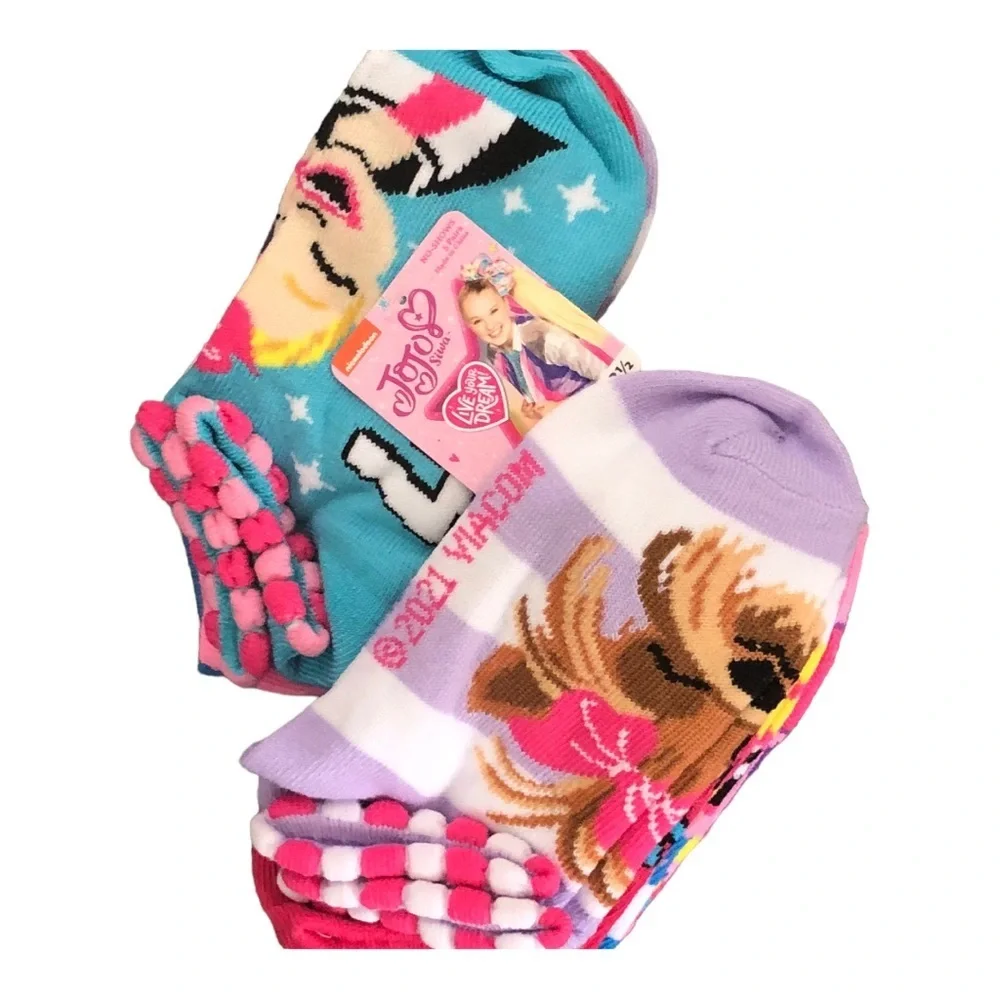 Jojo Siwa pom pom multi no show socks size medium (fits shoe 7.5-3.5) 5pairs new